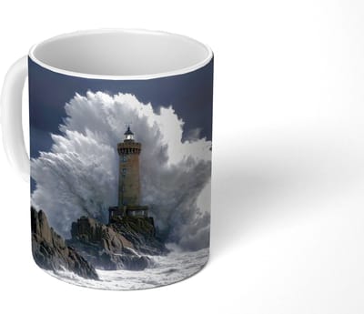 Mok - Koffiemok - Golf - Vuurtoren - Schuimend water - Mokken - 350 ML - Beker - Koffiemokken - Theemok