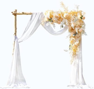 Elegante Witte Chiffon Trouwdecoratie voor Trouwaltaar en Canopy Bed, 600 x 145 cm, Perfect voor Raamdecoratie en Feestelijke Versiering