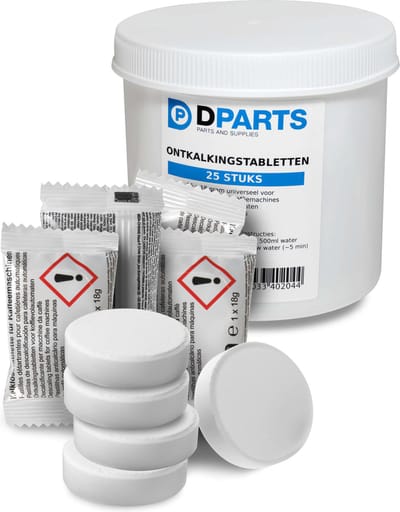 25x Dparts ontkalkingstabletten - 18g - Universeel voor koffiemachine - geschikt voor Miele Bosch Siemens Philips Saeco Senseo Jura Krups - Ontkalker tabletten - Espressomachine ontkalkingsmiddelen