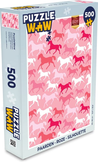 Puzzel Paarden - Roze - Silhouette - Meisjes - Kinderen - Meiden - Legpuzzel - Puzzel 500 stukjes