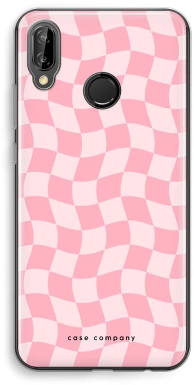 Case Company® - Hoesje geschikt voor Huawei P20 Lite hoesje - Grid Roos - Soft Cover Telefoonhoesje - Bescherming aan alle Kanten en Schermrand