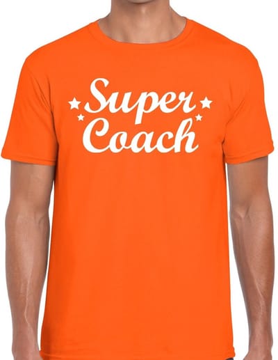 Super Coach cadeau t-shirt oranje voor heren - Bedankt cadeau voor een coach S