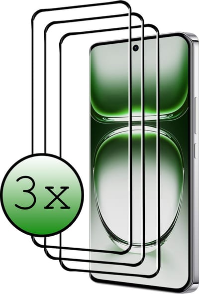 Screenprotector - 3 Stuks Geschikt voor OPPO Reno 12 - Full Cover - Beschermglas - Gehard Glas - Tempered Glass - Screen Protector