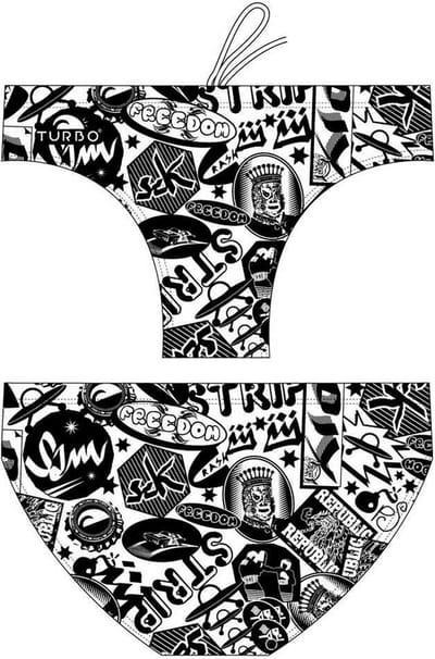 Turbo Stickers Zwemslip Wit,Zwart S Man
