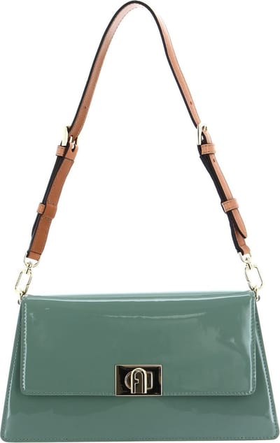 FURLA Leren Schoudertas Avondtas Zoe Shoulder Bag Mineral Green Mintgroen