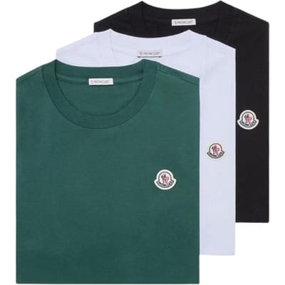 Moncler Patch Logo Ronde Hals Korte Mouw T-shirt Heren tops L10918C00032829H83P0 L gray