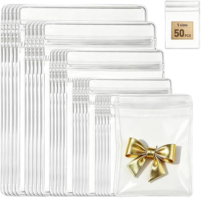 Dailygoods- Sieradenzakjes 50 stuks - Transparante PVC - Hersluitbare zakjes - Opbergbakjes voor ringen/oorbellen/armbanden - Praktische opberging - Opbergzakjes