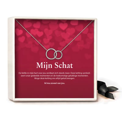 Pera Jewelry - 925 sterling zilveren Twee Ringen ketting - Mijn schat - Collier - Ketting Dames - Ketting met Hanger