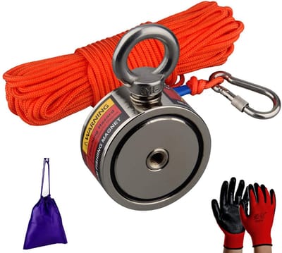 Magneetvissen - Vismagneet hobby - Zoekmagneet - Neodymium magneet - Met touw - Metaalvissen - Outdoor activiteit - Schatten zoeken - Voor kinderen en volwassenen - Hobbyset - Magneet met hoge trekkracht