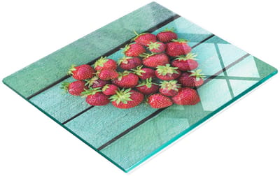 Decoratieve glazen serveerplank met aardbeienhartmotief, 60x52 cm