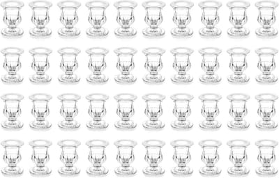 Glazen Kandelaar Kaarsenstandaard voor Staafkaarsen - Set van 40 Elegante Transparante Kandelaars voor Bruiloft en Feestdecoratie