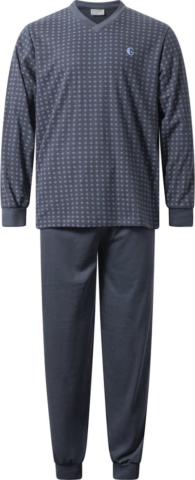 Gentlemen - warme heren pyjama 114294 - aangeruwde interlock pyjamaset - donkerblauw - maat M