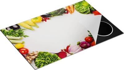 Chefcare Inductie Beschermer Groente op een Witte Achtergrond - Groentes - 80x50 cm - Afdekplaat Inductie - Kookplaat Beschermer - Inductie Mat