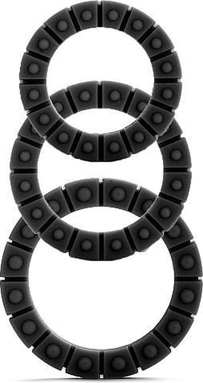 Shots Toys - Silicone Love Wheel - 3 Cockringen - 3 Maten - Zwart