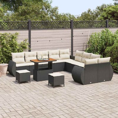vidaXL - Tuinbank - Set - 13 - st - 13-Aantal - zitplaatsen - Zwart - en - crème