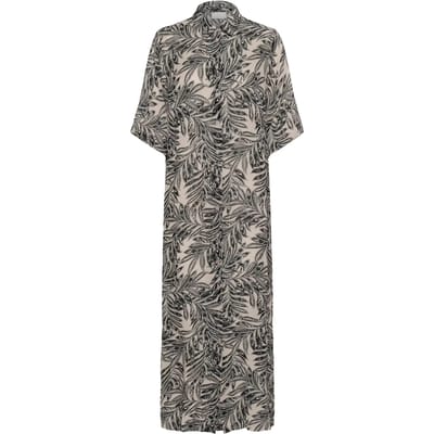 Jurk Loose fit Feather Gray Leaf Print beige
