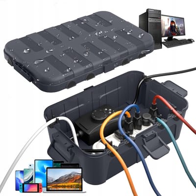 Verbindingsdoos - Kabeldoos - Kabelbox - IP54 Waterdichte Verdeeldoos voor Buiten - Zwart - Polypropyleen - 6 Kabelingangen 1-12mm - Beschermdoos voor buitenstekkers/stekkerdozen