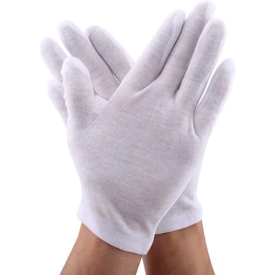 12 paar praktische witte katoenen veiligheidshandschoenen voor het inspecteren en inspecteren van munten, sieraden en zilver. white