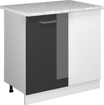 Vicco R-Line Hoekkast – 86 cm, WB Marmer Antraciet Hoogglans