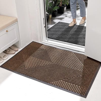 Tapis de porte d'entrée en caoutchouc simple nordique Tapis de porte d'entrée Tapis de porte d'entrée Grattoir en polypropylène Poussière Tapis antidérapant 80*120cm