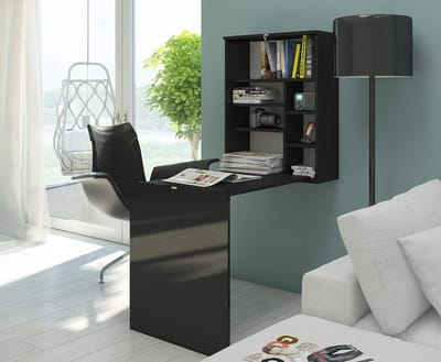 Wandbureau - Klapbureau Tafel - Ruimte Besparen - Opklapbaar - 60 x 23.5 cm - Zwart Mat