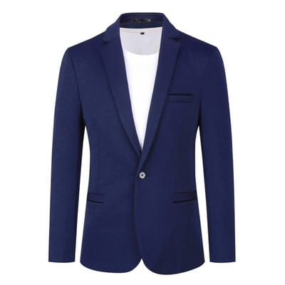 Heren colbert slim fit jas zakelijk dagelijks blazer donkerblauw