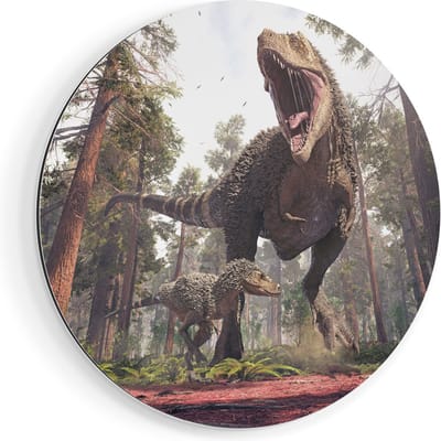 Artaza Dibond Muurcirkel Tyrannosaurus Rex Dinosaurus - T-Rex - Ø 90 cm - Groot - Wandcirkel - Rond Schilderij - Voor Binnen en Buiten