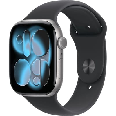 Apple Watch Series 11 GPS 46 mm Space grey aluminium behuizing met zwart sportbandje - M/L
