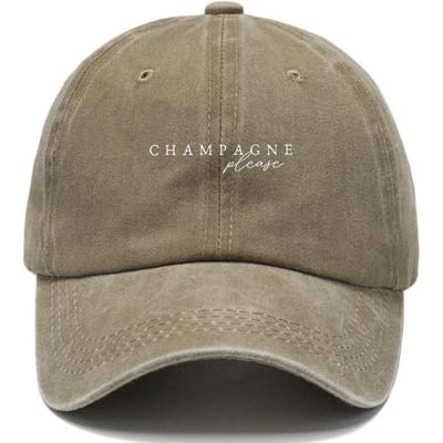 Vintage Gewassen Katoenen Baseballpet Feestlogo Borduurwerk Retro Feestmuts Champagne Please Pet Voor Festival Streetwear gray