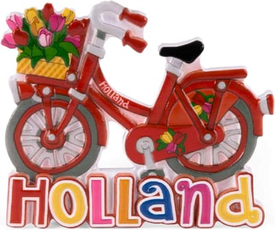 Magneet Polystone Fiets Rood Holland - Souvenir