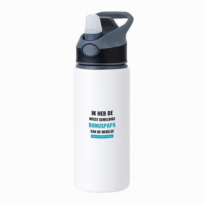 Hacebo® - ik heb de meest geweldige bonuspapa van wereld (klopt, deze mok heb ik van hem) waterfles met rietje zwart - de meest geweldigste bonusvader - vader cadeautjes - vaderdag - verjaardagscadeau - verjaardag - water fles - 650ML