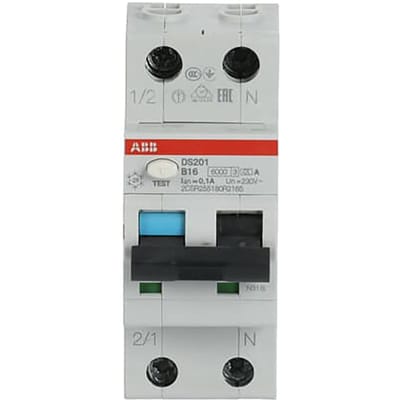ABB DS201 Enkel Fase RCBO 16A 100mA 6kA B Curve - 2CSR255180R2165