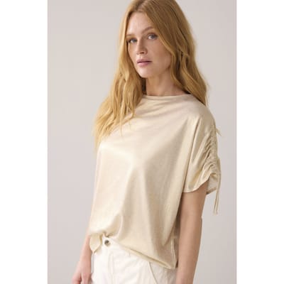 Summum Woman Top Coated Viscose Linen Ivory Maat: XS | Blouses Outlet | Dames | Beige