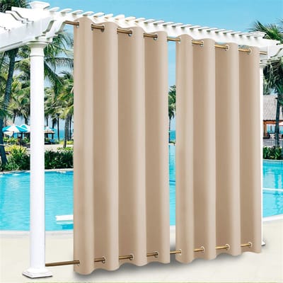 Unyqoos® Waterafstotende Buitenverduisteringsgordijn met Dubbele Oogjes voor Terras en Balkon in Beige Kleur
