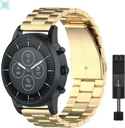 MY PROTECT® Luxe Metalen Armband Voor Samsung Watch 46mm, Samsung Galaxy Watch 3 45mm, Gear S3, Huawei Watch GT 2 46mm, Garmin Vivoactive 4, 22mm horlogebandje - Stainless Steel Watch Band - Goud