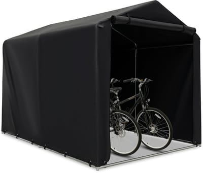 COSTWAY Garagetent 160 x 218 x 164 cm, waterdichte gereedschapsschuur met metalen frame en oprolbare deur met ritssluiting (donkergrijs)