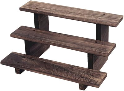 Houten Display Stand met 3 Niveaus, Vintage Plank voor Planten, Figuren en Decoratie, Ideale Tafelorganizer voor Kunstobjecten en Verzamelingen