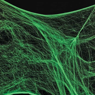 Folat Decoratie spinnenweb/spinrag - 2x - 100 gram - glow in the dark - Halloween/horror thema versiering