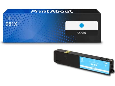 PrintAbout huismerk Inktcartridge 981X (L0R09A) Cyaan Hoge capaciteit Geschikt voor HP