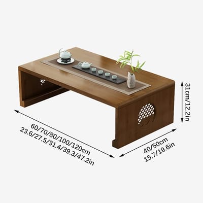 Klaptafel Bamboe - Theetafel Woonkamer - Ontspannen Momenten - Chinees Snijwerk - 60x40x31cm - Natuurlijk Hout