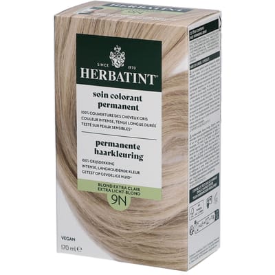 Herbatint Haarverf - Permanente Vegan Haarkleuring - Natuurlijke haarkleuring - 100% grijsdekking - Zonder gebruik van ammoniak - 9N Honing Blond – 170 ml