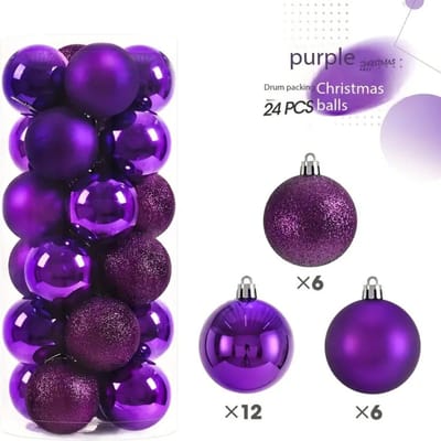 Livano Kerstballen - Kerstversiering - Plastic - Kerstballenset - Paars - 24 stuks