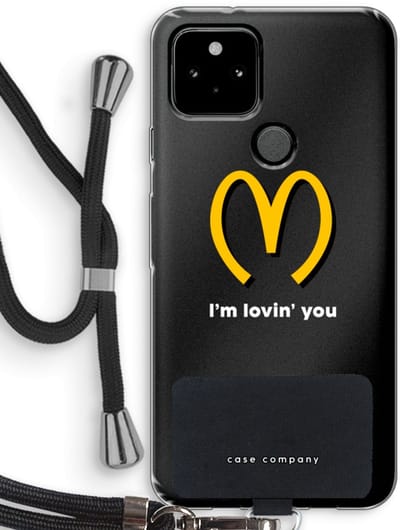 Case Company® - Hoesje met koord geschikt voor Google Pixel 5 hoesje met Koord - I'm lovin' you - Telefoonhoesje met Zwart Koord - Bescherming aan alle Kanten en Over de Schermrand