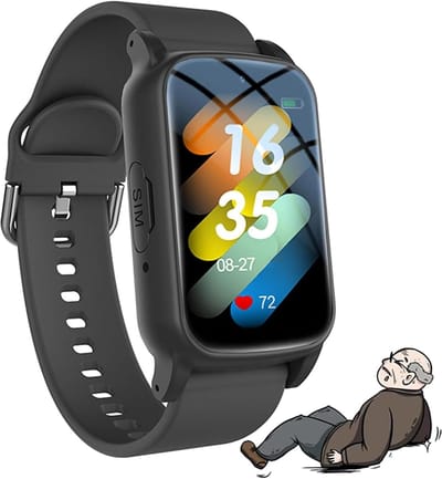 Noodhorloge Senioren - Alarm Systeem - Veilig Thuis - Valdetectie GPS - IP67 Waterdicht - Zwart
