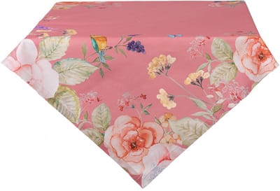 Clayre & Eef Tafelkleed 100x100 cm Roze Katoen Bloemen