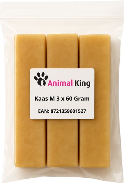 Kaas M voor Honden voor Lang Kauwplezier - Hondensnacks - Kauwstaaf - Geperste Kauwbotten - Yak Kaas Hond - Cadeau voor Hond - Kauwsnack - Animalking - 3 x 60 Gram