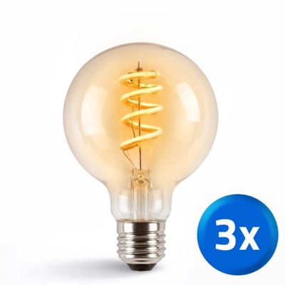 Zigbee E27 spiraal filament G95 lampen - Set van 3 - Dual White - Amberkleurig - 4 watt - 330 lumen - Slimme bediening met Smart Life app - Slimme verlichting