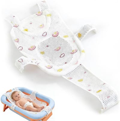 Comfortabel Babybadkussen met 5 Veiligheidsriemen, Antislip en Ademend Net voor Nieuwe Borns, Eenvoudig te Installeren en Veilig in Gebruik
