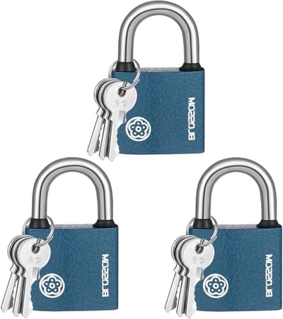 Set van 3 Weerbestendige Buitenhangsloten met 32mm Cilinder en 3 Sleutels per Slot, Ideaal voor Houten Deuren, IJzeren Deuren en Lockers