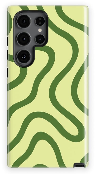 DripCase Curvy Lines Hoesje Samsung Galaxy S24 Ultra | Backcover met Mag | Design Tough Case Samsung Galaxy S24 Ultra Leaf Loop